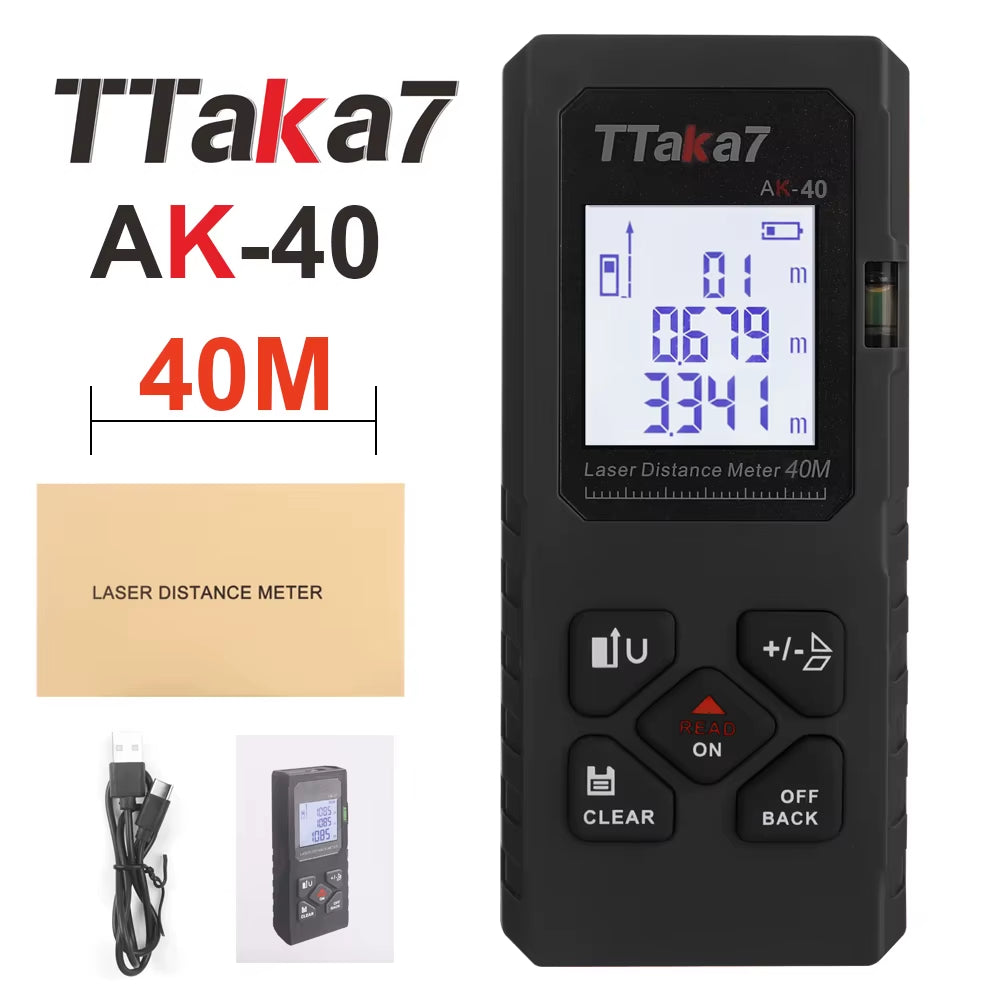 SmartMeasure 40M/60M Mini Laser Distance Meter – USB Rechargeable Handheld Rangefinder for Accurate Measurements