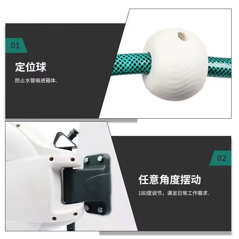 10/20M Automatic Rewind Hose Reel with 7 Pattern Hose Nozzle Water Hose Reel Slow Return System for Car Garden