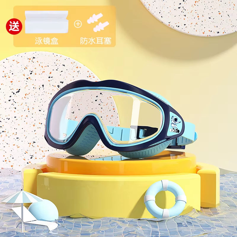 AquaChamp Kids Swim Set – Waterproof Anti-Fog Swimming Goggles & Cap with Protective Case