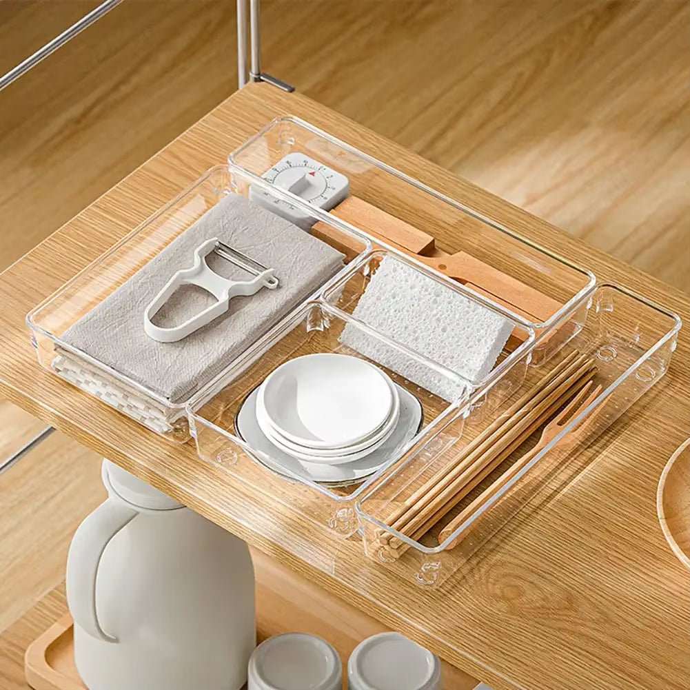 ClearNest Organizer – Transparent Anti-Scratch Drawer Storage Box for Cosmetics, Office & Home