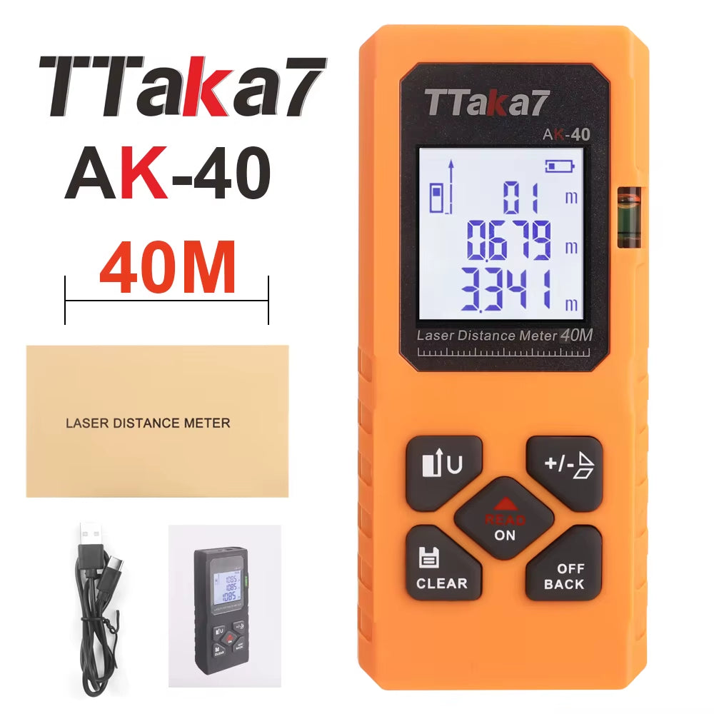 SmartMeasure 40M/60M Mini Laser Distance Meter – USB Rechargeable Handheld Rangefinder for Accurate Measurements