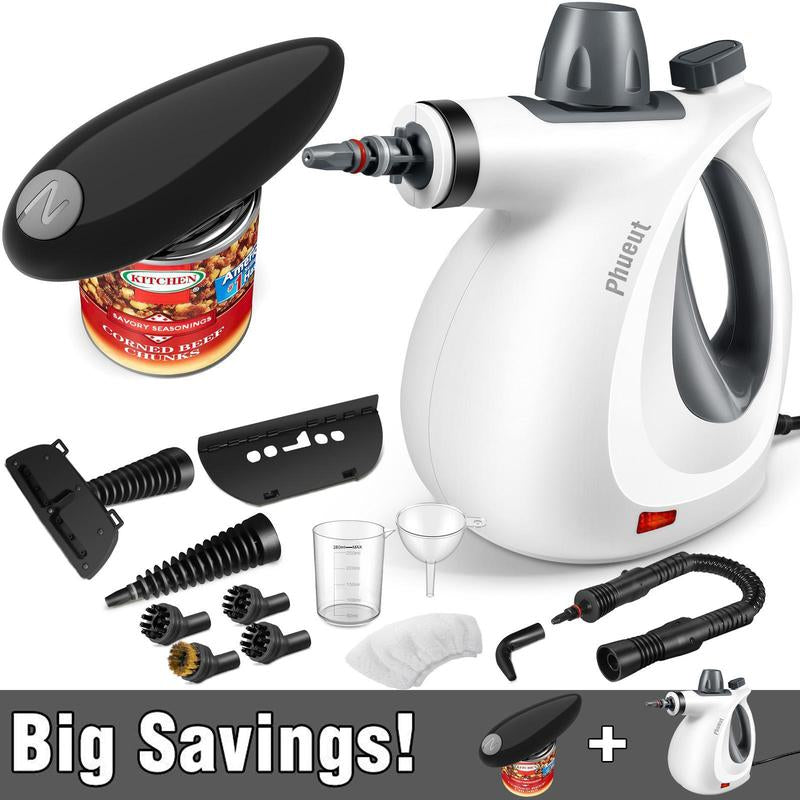 Pressurized Handheld Steam Cleaner &amp; Rechargeable Spin Scrubber