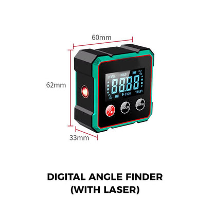 AngleMaster 360° Digital Protractor – Magnetic Laser Angle Finder with LCD Display &amp; Inclinometer
