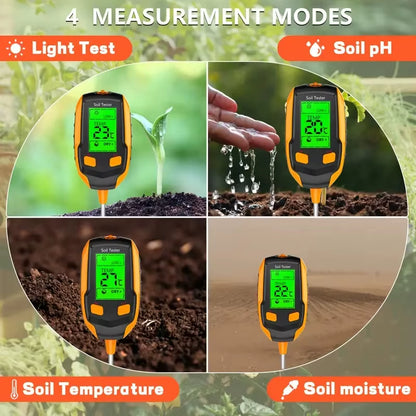 SmartGrow 4-in-1 Digital Soil Meter – Moisture, pH, Temperature &amp; Sunlight Intensity for Perfect Plant Care