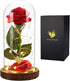 Beauty and the Beast Red Rose in Glass Dome with Fairy Light String, Valentine Rose Gift for Her, Gifts for Girlfriend, Mother&