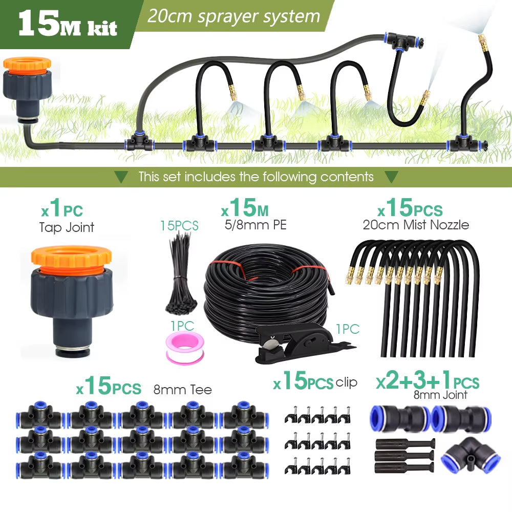 DIY 30M-5M Universal Sprayer Kit – Patio Misting &amp; Cooling System for Garden Irrigation