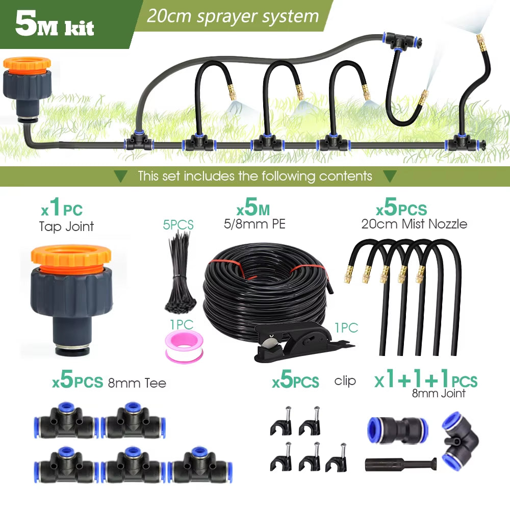 DIY 30M-5M Universal Sprayer Kit – Patio Misting &amp; Cooling System for Garden Irrigation