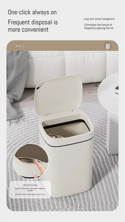 16L Smart Bathroom Trash Can White Non-Contact Narrow Smart Sensor Trash Can Smart Home Automatic Bagging Electronic Trash Can