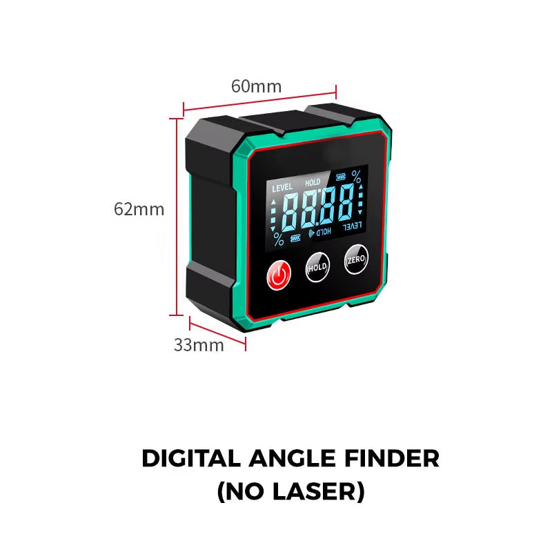 AngleMaster 360° Digital Protractor – Magnetic Laser Angle Finder with LCD Display &amp; Inclinometer