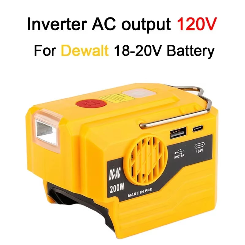 PowerPro Dewalt Battery Inverter – 18V-20V DC to 120V/220V AC with Dual USB, Ultimate Outdoor Power Adapter