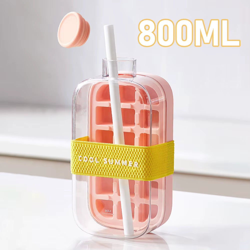 ChillSip Bottle Set – Stylish Water Bottle with Straw &amp; Zero-Contact Ice Cube Tray