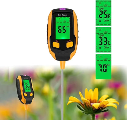 SmartGrow 4-in-1 Digital Soil Meter – Moisture, pH, Temperature &amp; Sunlight Intensity for Perfect Plant Care