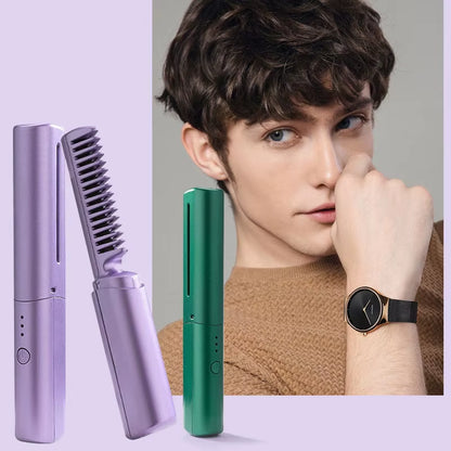 GlamWave Pro – Portable Wireless Heated Hair Straightener &amp; Curler Brush