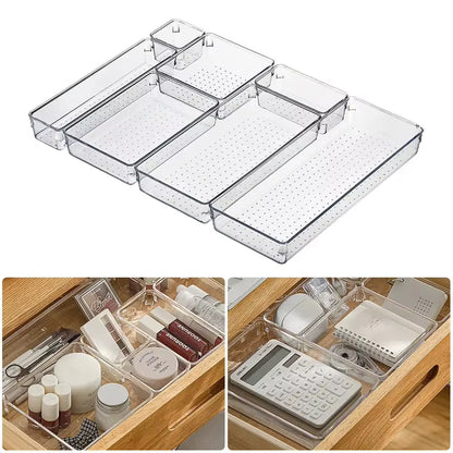 ClearNest Organizer – Transparent Anti-Scratch Drawer Storage Box for Cosmetics, Office &amp; Home