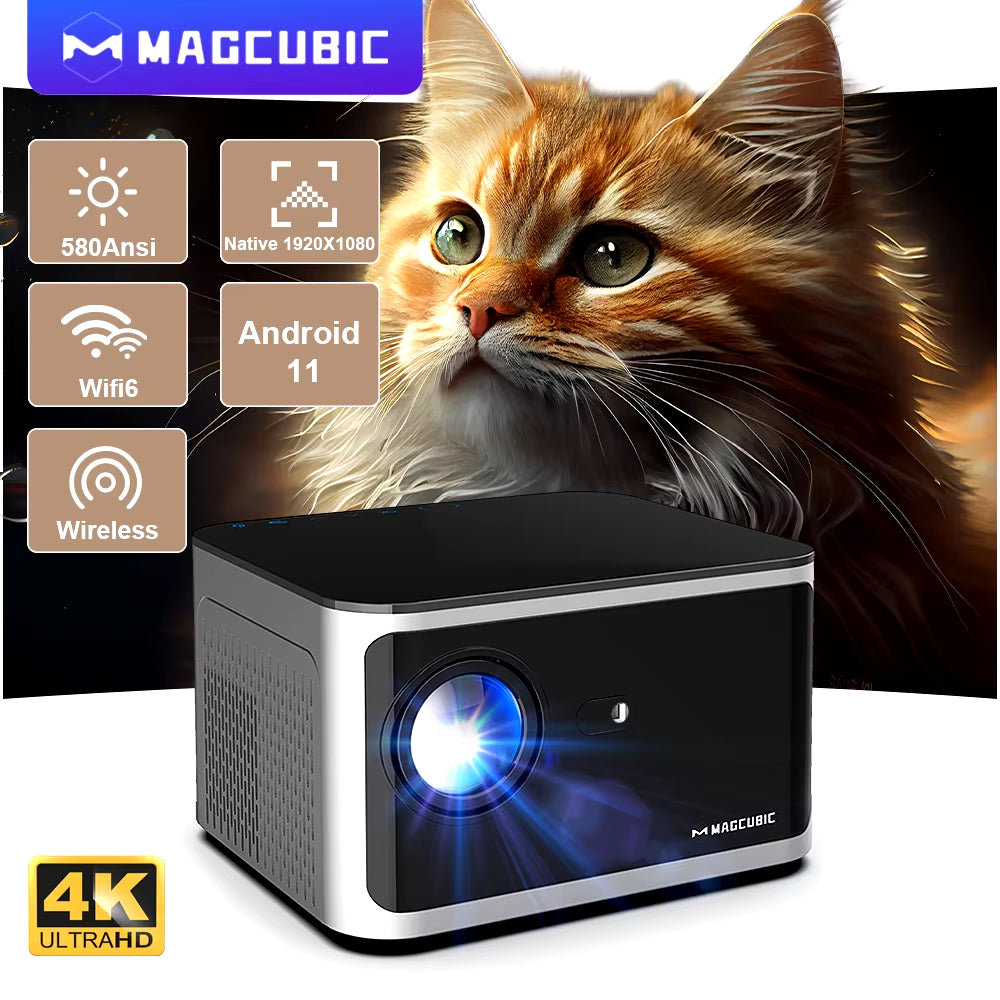 Android 11 4K Smart Projector 580ANSI 1920*1080P Full HD Wifi6 BT5.0 Allwinner H713 Voice Control Home Cinema Theater