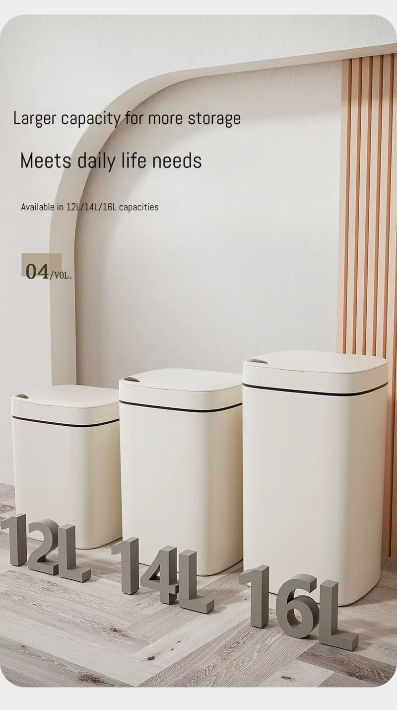 16L Smart Bathroom Trash Can White Non-Contact Narrow Smart Sensor Trash Can Smart Home Automatic Bagging Electronic Trash Can