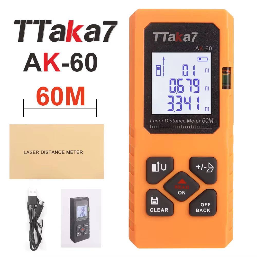 SmartMeasure 40M/60M Mini Laser Distance Meter – USB Rechargeable Handheld Rangefinder for Accurate Measurements