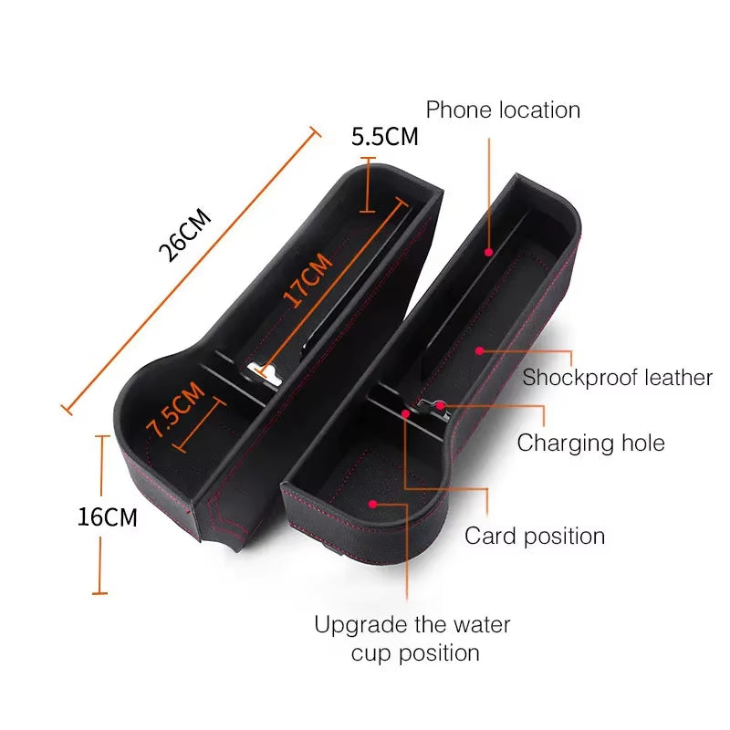 LuxPocket™ Leather Car Seat Gap Organizer – Declutter Your Drive in Style