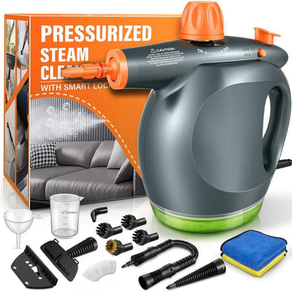 Pressurized Handheld Steam Cleaner &amp; Rechargeable Spin Scrubber