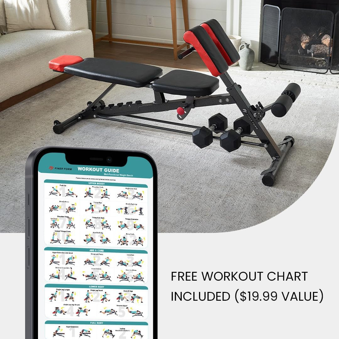 Multi-Functional FID Weight Bench for Full All-In-One Body Workout – Hyper Back Extension, Roman Chair, Adjustable Ab Sit up Bench, Incline Decline Bench, Flat Bench