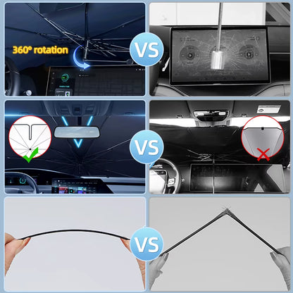 SunShield 360 – Rotatable Umbrella-Style Car Windshield Sunshade with UV &amp; Heat Protection