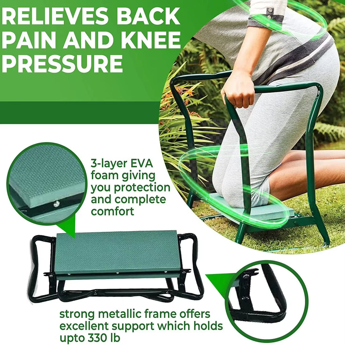 GardenMate Folding Kneeler &amp; Stool – Comfort &amp; Convenience for Every Gardener