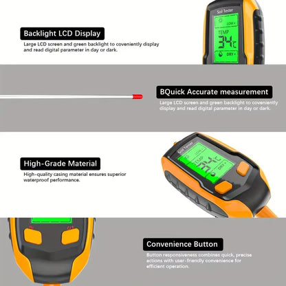 SmartGrow 4-in-1 Digital Soil Meter – Moisture, pH, Temperature &amp; Sunlight Intensity for Perfect Plant Care