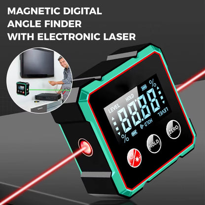 AngleMaster 360° Digital Protractor – Magnetic Laser Angle Finder with LCD Display &amp; Inclinometer