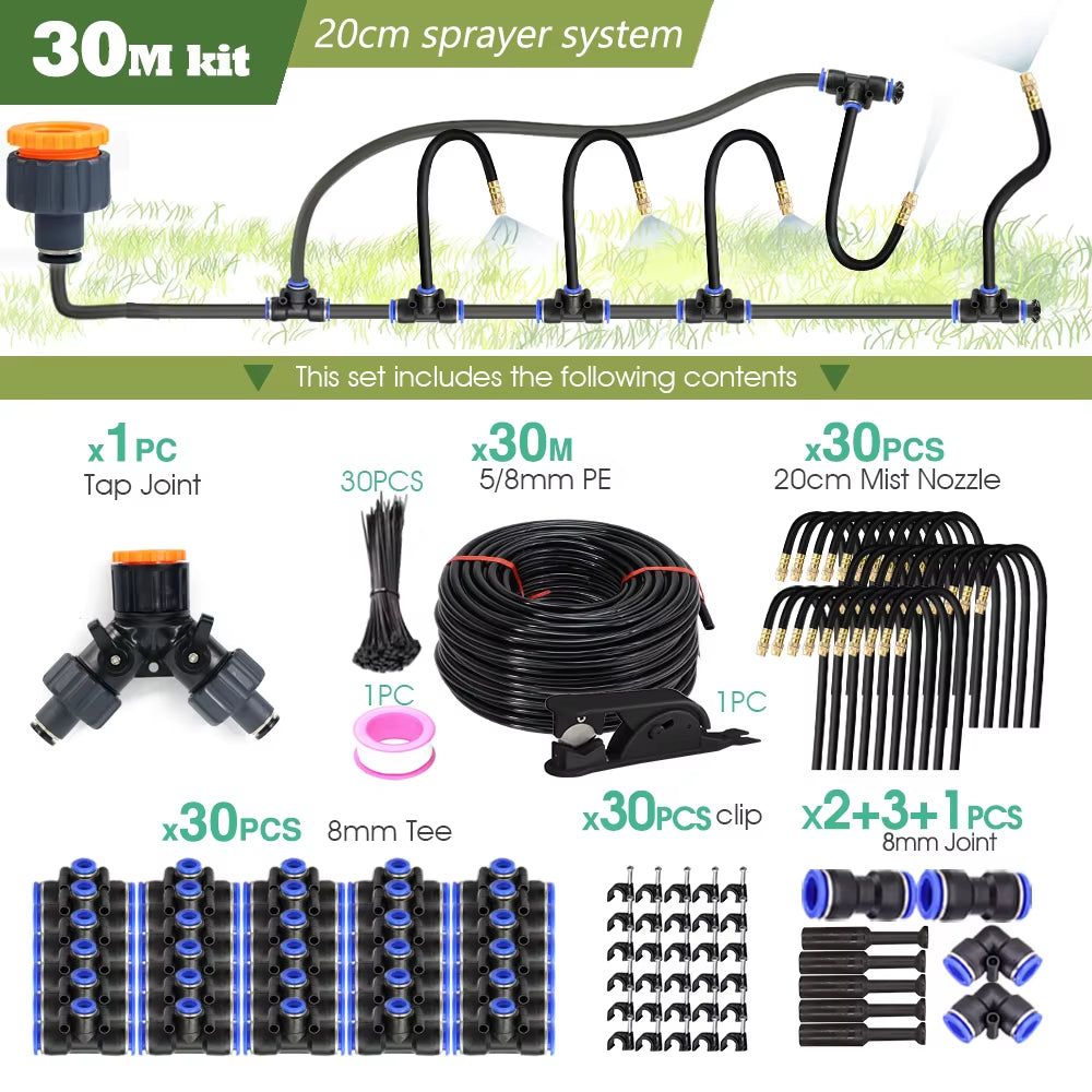 DIY 30M-5M Universal Sprayer Kit – Patio Misting &amp; Cooling System for Garden Irrigation
