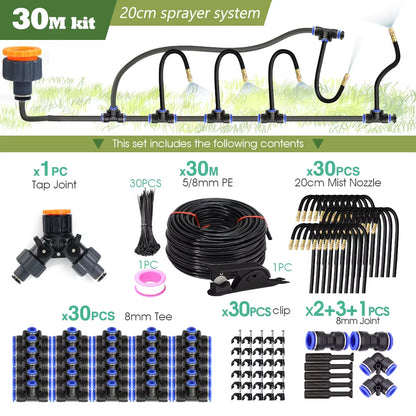 DIY 30M-5M Universal Sprayer Kit – Patio Misting &amp; Cooling System for Garden Irrigation